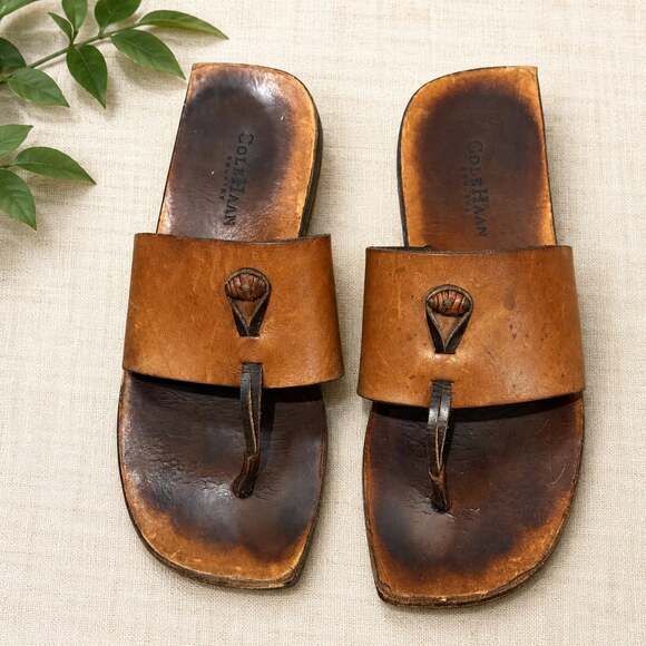 Cole Haan Shoes - Vintage Cole Haan Country Brown Leather Thong Sandals Made Brazil Women’s 9B